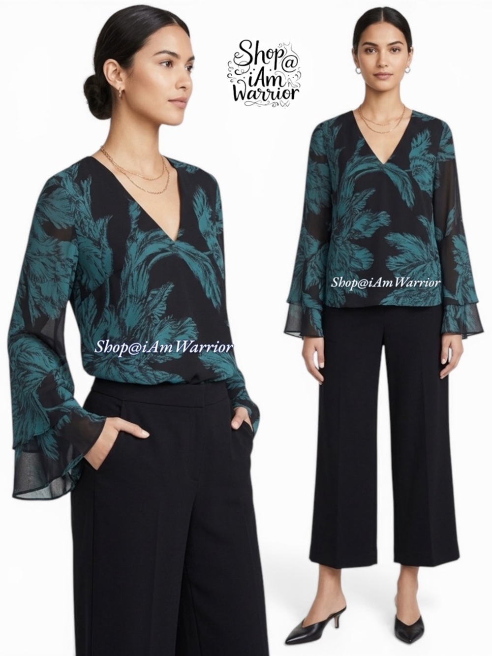 C/Meo Collective floral bell sleeve blouse *shop@iamwarrior